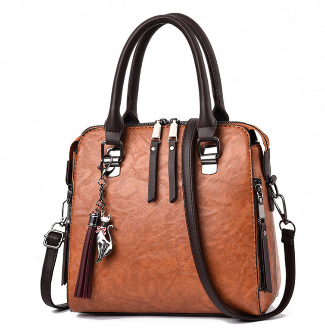 Borsa a mano e tracolla vintage serie linear da donna in similpelle Modello Cristina serie economica