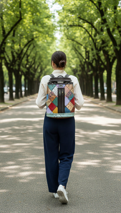 Ethnic style women's leather backpack