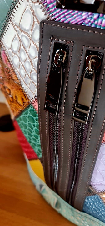 Ethnic style women's leather backpack