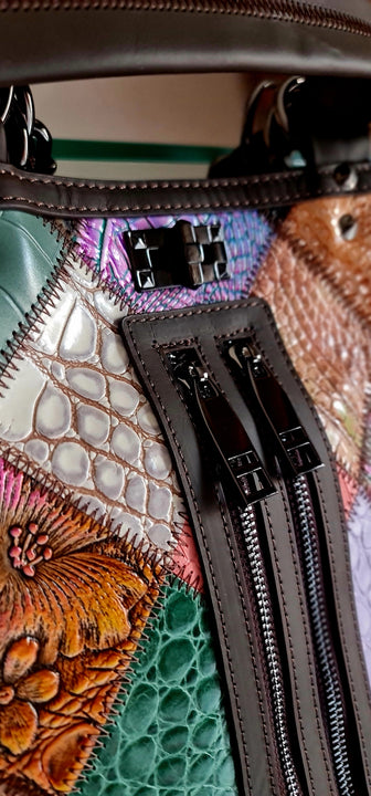 Ethnic style women's leather backpack