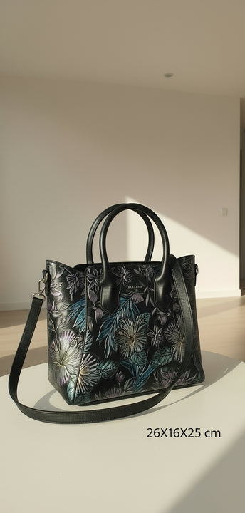 Borsa da donna in stile etnico, primo strato, in pelle di vacchetta modello ebe