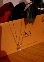 Collana in argento con catena a doppio strato e 50 punti di moissanite