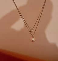 Collana in argento con catena a doppio strato e 50 punti di moissanite