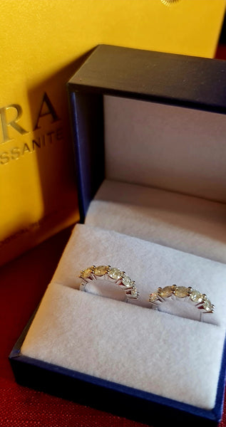 Orecchini da donna in argento sterling con diamante singolo e moissanite 3KARATI 4 MM