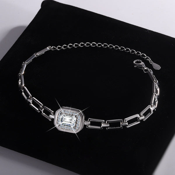 Bracciale geometrico in argento sterling S925 con moissanite CONSEGNA 2/3 giorni