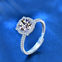 Anello Donna regolabile in argento con Pietra Moissanite 1 carato consegna immediata