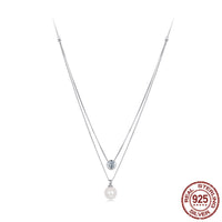 Collana in argento con catena a doppio strato e 50 punti di moissanite