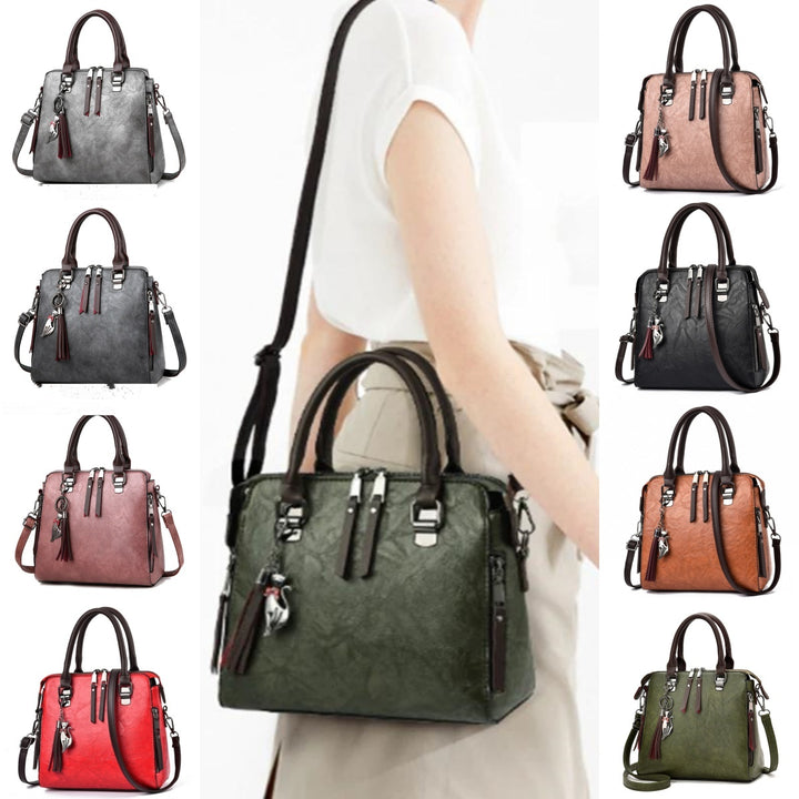 Borsa a mano e tracolla vintage serie linear da donna in similpelle Modello Cristina serie economica