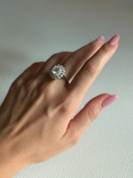 Anello in argento S925 con moissanite e fiori 2 CARATI CON CERTIFICATO, nuovo anello alla moda da donna, anello regolabile
