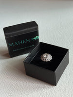 Anello in argento S925 con moissanite e fiori 2 CARATI CON CERTIFICATO, nuovo anello alla moda da donna, anello regolabile