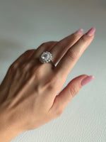 Anello in argento S925 con moissanite e fiori 2 CARATI CON CERTIFICATO, nuovo anello alla moda da donna, anello regolabile