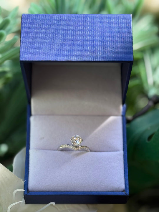 Anello in argento sterling 925 con corona da principessa e moissanite da 1 carato autoregolabile FANTASTICO