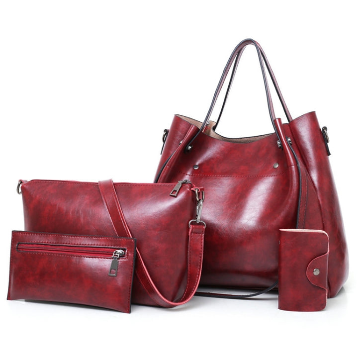 Borsa a secchiello sub-diagonale di grande capacità 4 in 1 borsa da donna retrò modello nilla nero marrone wine red MAHENA ECONOMY