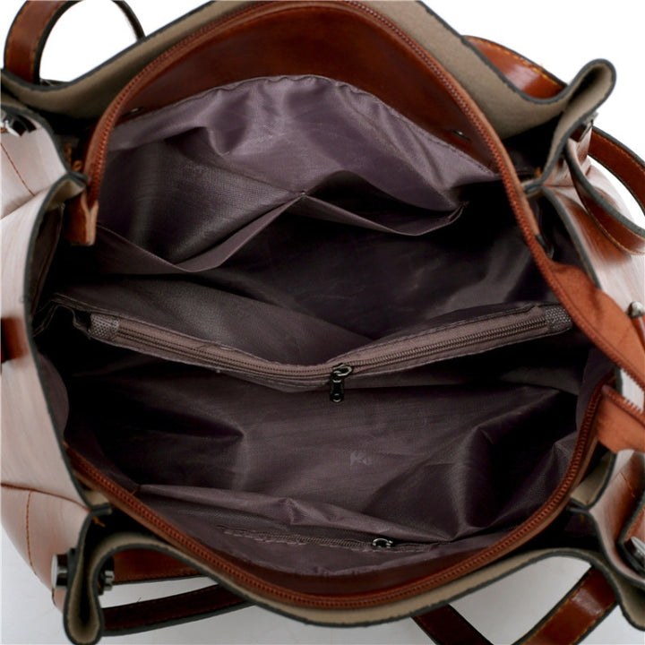 Borsa a secchiello sub-diagonale di grande capacità 4 in 1 borsa da donna retrò modello nilla nero marrone wine red MAHENA ECONOMY