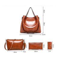 Borsa a secchiello sub-diagonale di grande capacità 4 in 1 borsa da donna retrò modello nilla nero marrone wine red MAHENA ECONOMY