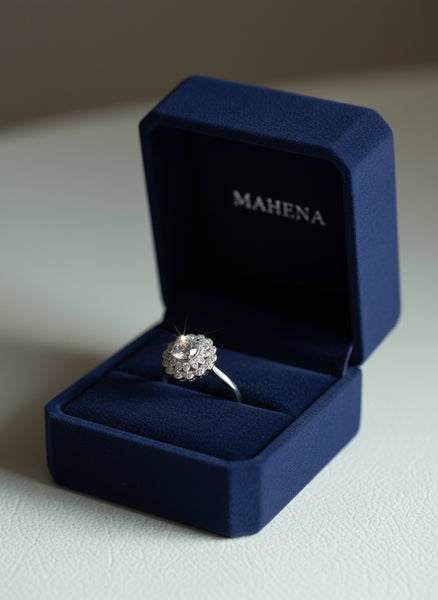 Anello in argento S925 con moissanite e fiori 2 CARATI CON CERTIFICATO, nuovo anello alla moda da donna, anello regolabile