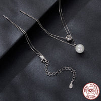 Collana in argento con catena a doppio strato e 50 punti di moissanite
