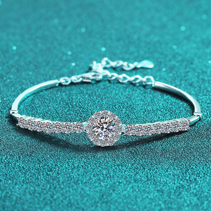 Braccialetto con perle di moissanite intarsiate a mano in argento sterling S925 con motivo cielo stellato