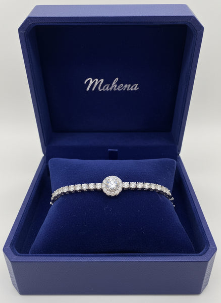 Braccialetto con perle di moissanite intarsiate a mano in argento sterling S925 con motivo cielo stellato