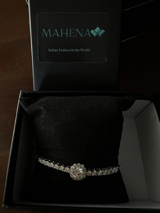 Braccialetto con perle di moissanite intarsiate a mano in argento sterling S925 con motivo cielo stellato
