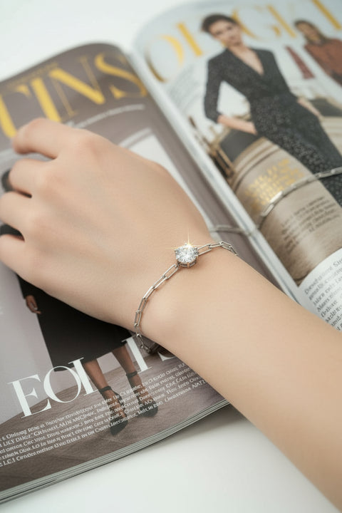 Bracciale da donna in argento Sterling S925 con moissanite da 1 carato e colore D