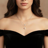 Collana in argento con catena a doppio strato e 50 punti di moissanite