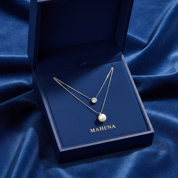 Collana in argento con catena a doppio strato e 50 punti di moissanite