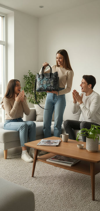 Borsa da donna in stile etnico, primo strato, in pelle di vacchetta modello ebe