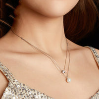 Collana in argento con catena a doppio strato e 50 punti di moissanite