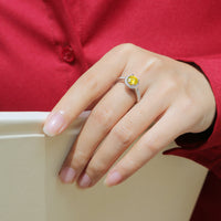 Anello in argento S925 giallo con moissanite  regolabile per donna