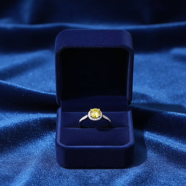 Anello in argento S925 giallo con moissanite  regolabile per donna