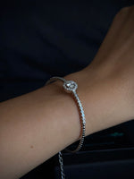 Bracciale rotondo in argento sterling 925 con moissanite