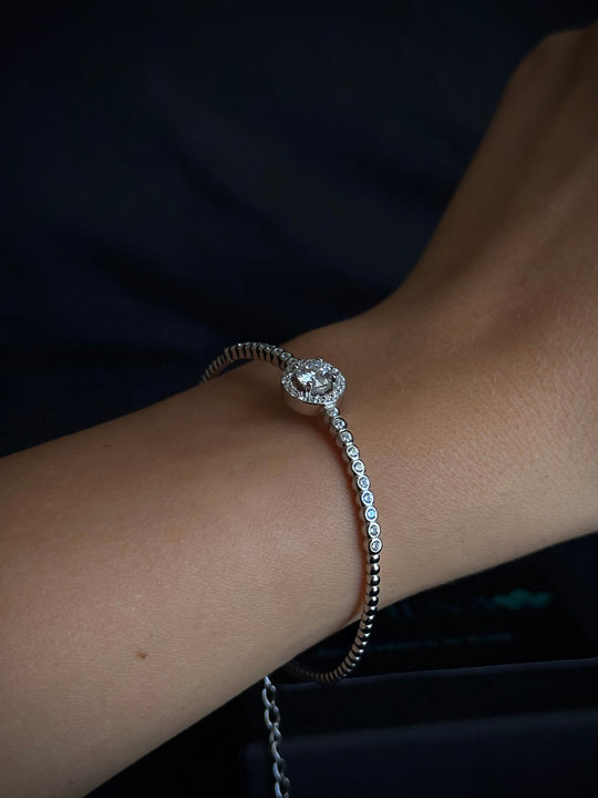 Bracciale rotondo in argento sterling 925 con moissanite