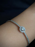 Bracciale rotondo in argento sterling 925 con moissanite