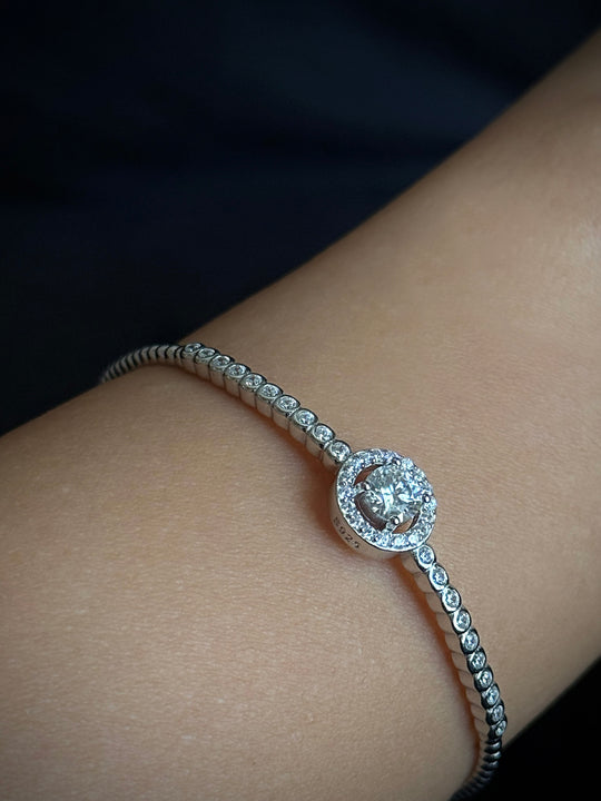 Bracciale rotondo in argento sterling 925 con moissanite