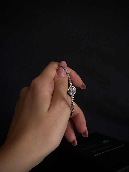 Bracciale rotondo in argento sterling 925 con moissanite