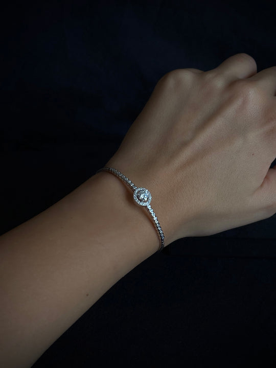 Bracciale rotondo in argento sterling 925 con moissanite