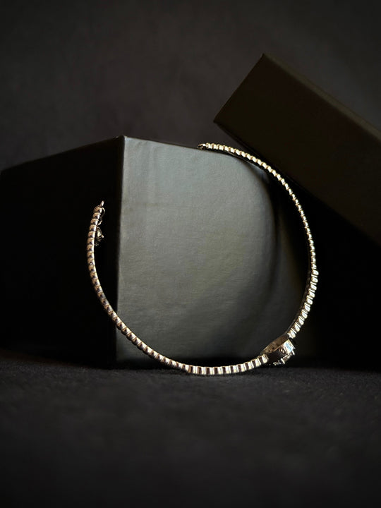 Bracciale rotondo in argento sterling 925 con moissanite