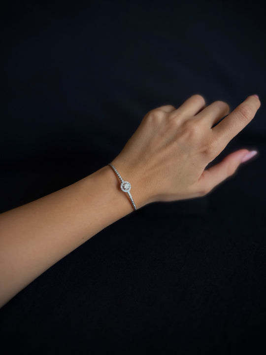 Bracciale rotondo in argento sterling 925 con moissanite
