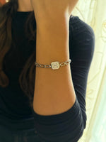 Bracciale geometrico in argento sterling S925 con moissanite