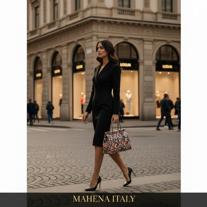 MAHENA "Brush" - Borsa a Mano in Pelle Italiana Effetto Dipinto
