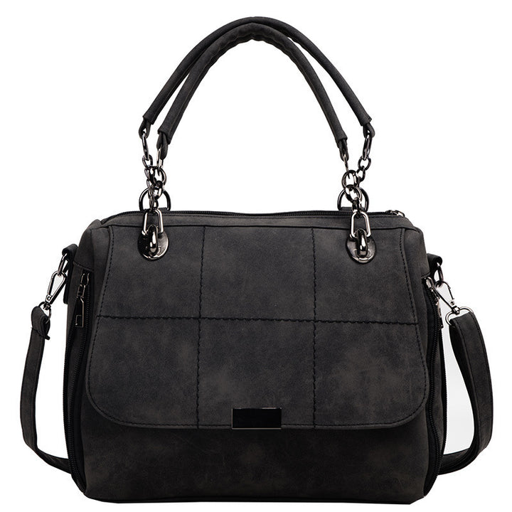 Women's matte shoulder bag, large capacity, in faux leather Boston model (GREY ONLY)