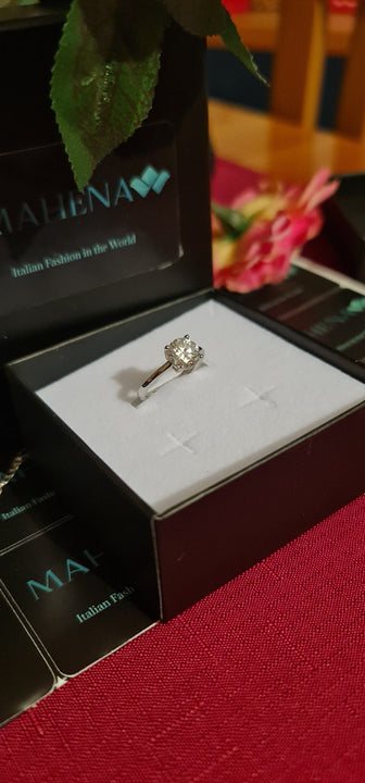 Anello regolabile in argento S925 con moissanite 2 carati con certificato Gra moissanite diamante