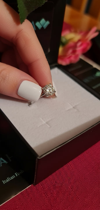 Anello regolabile in argento S925 con moissanite 2 carati con certificato Gra moissanite diamante