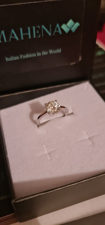 Anello regolabile in argento S925 con moissanite 2 carati con certificato Gra moissanite diamante