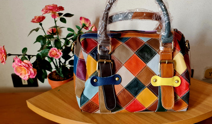 Borse da donna in pelle di vacchetta alla moda MULTICOLOR