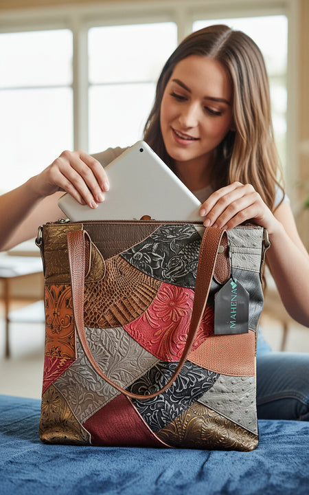 Borsa da donna in pelle con cuciture alla moda, borsa monospalla verticale modello Vesta