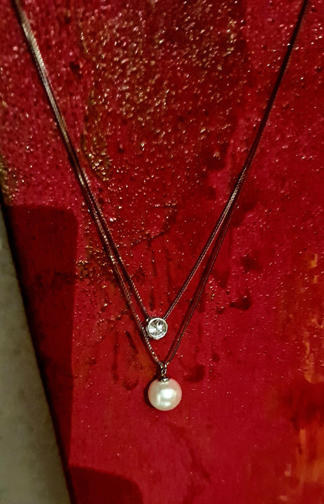 Collana in argento con catena a doppio strato e 50 punti di moissanite