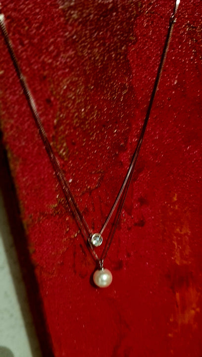Collana in argento con catena a doppio strato e 50 punti di moissanite