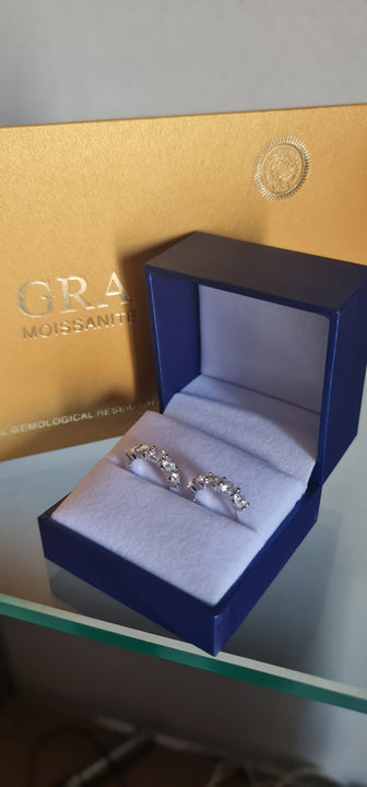 Orecchini da donna in argento sterling con diamante singolo e moissanite 3KARATI 4 MM